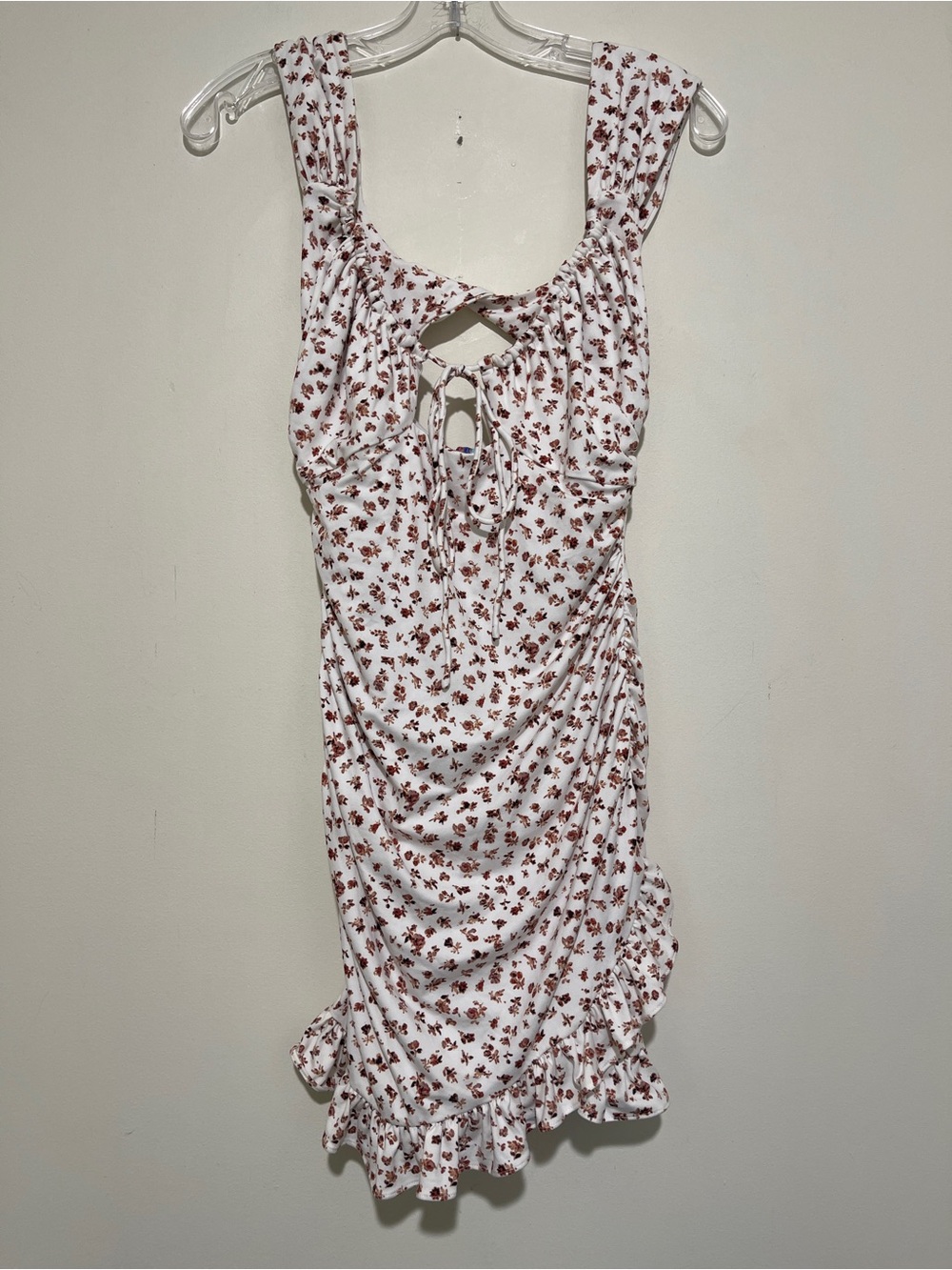 Urban Outfitters White Mini Dress with Rust Floral Print, Medium